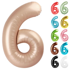 IWERP light brown number 6 balloon 40 inch as bold birthday centerpiece