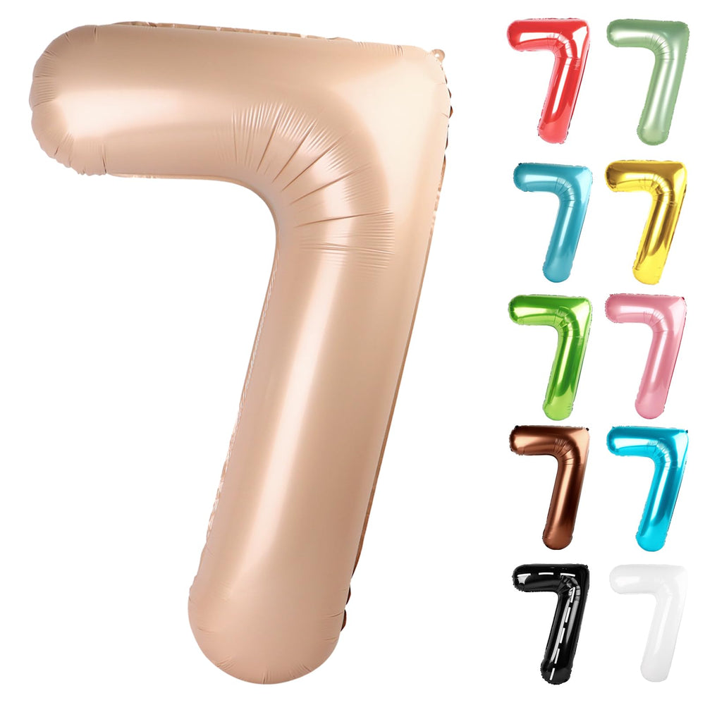 IWERP light brown 7-number balloon 40-inch, ideal as a bold birthday centerpiece.