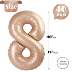 IWERP light brown number 8 balloon as a photo backdrop for birthday moments.