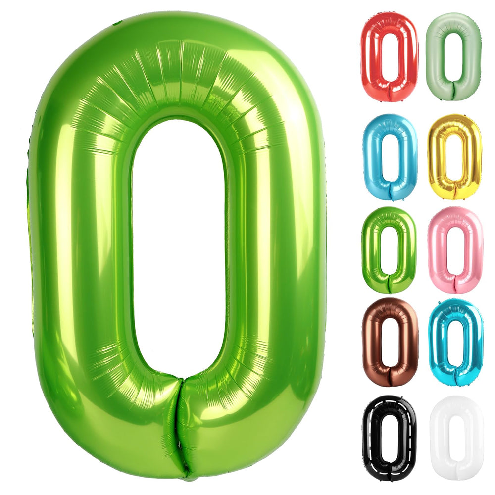 IWERP light green 40-inch 0 balloon, front view, birthday decor.