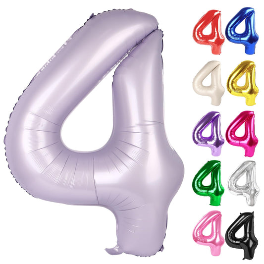 IWERP Lilac Number 4 40-inch balloon creates a striking backdrop for parties.