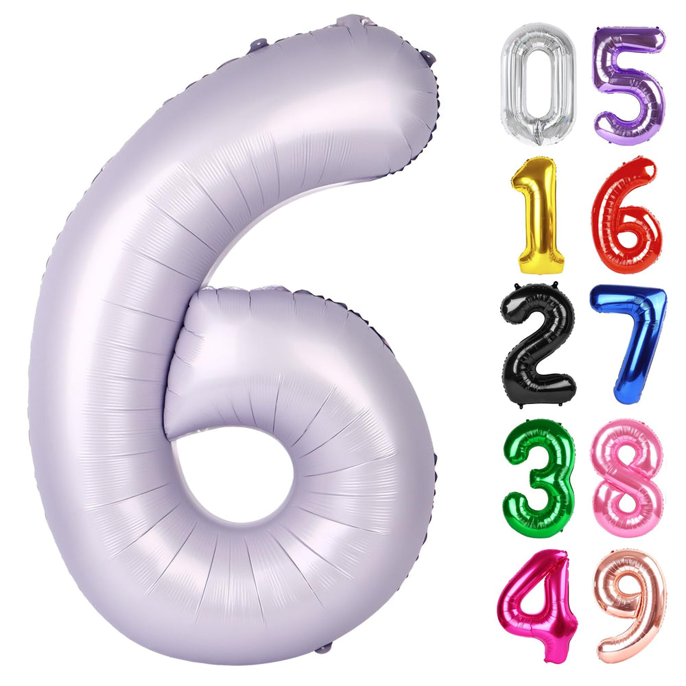 IWERP Lilac Number 6 Balloon 40 Inch front view for photo-ready backdrops.