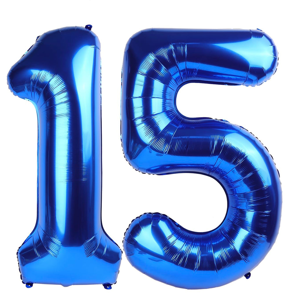 IWERP Navy Blue 40-inch Number 15 Balloon for bold birthday photos