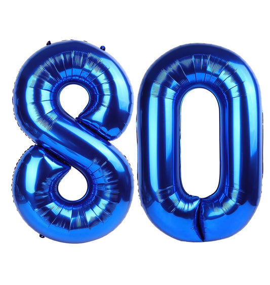 IWERP navy blue 80-number balloon, 40-inch, ideal milestone photo backdrop.