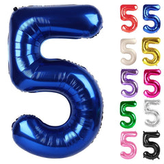 IWERP Night Blue 5 Balloon, 40-inch front view, bold birthday backdrop.