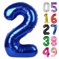IWERP Night Blue Number 2 balloon in side view, ideal for dramatic birthday backdrops.