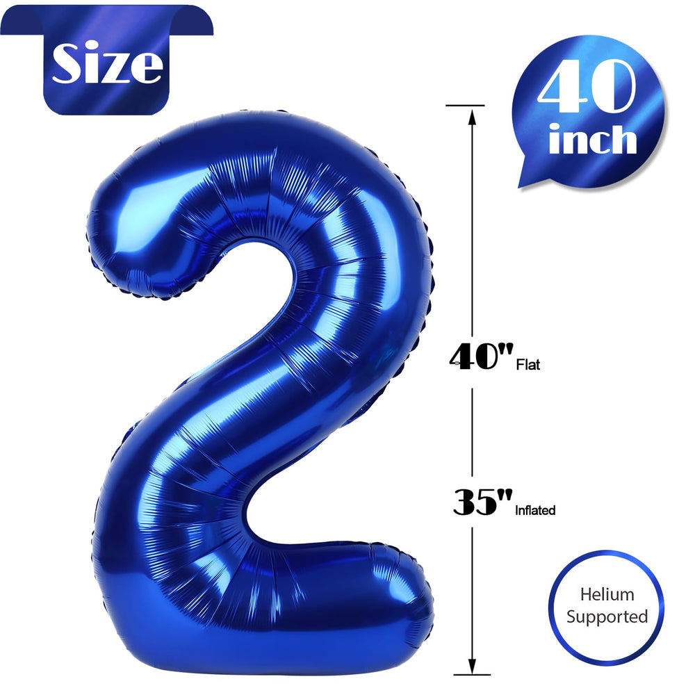 IWERP Night Blue Number 2 balloon, ideal wall display for milestones and photo ops.