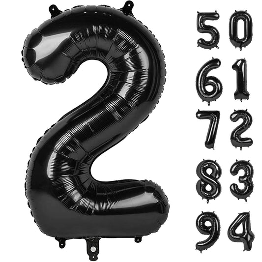 IWERP Number 2 balloon in black, 40-inch, ideal for stylish photo backdrops.