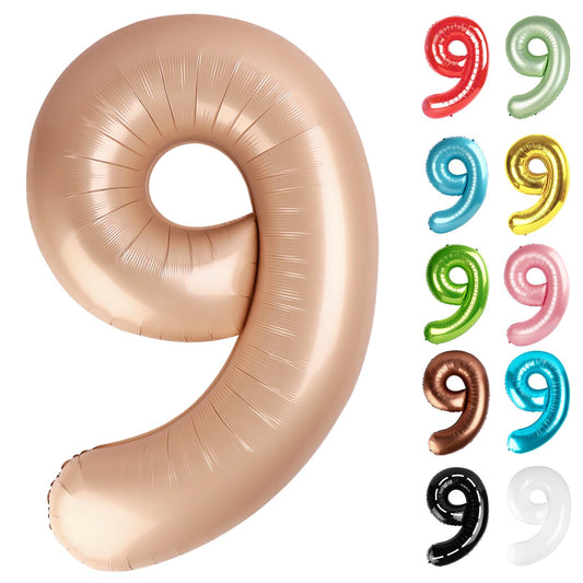 IWERP Number 9 balloon 40-inch front view, ideal for birthdays.