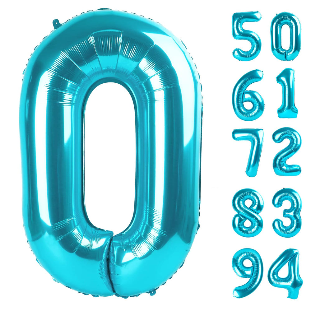 IWERP 40-inch blue 0 number balloon, hero backdrop for birthday celebrations.