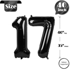 IWERP 17 black foil balloon pairs with other numbers for milestones