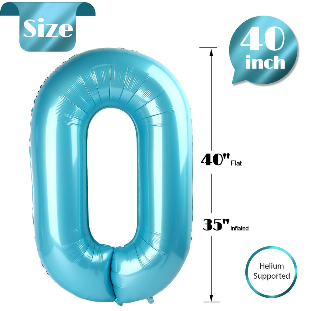 IWERP pearlescent blue 0 balloon hanging decor for ceiling or wall display.