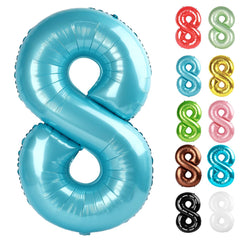 IWERP pearlescent blue 8-balloon 40-inch height for standout 8th birthday decor