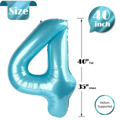 IWERP pearlescent blue number 4 balloon close-up shows radiant pearlescent finish.