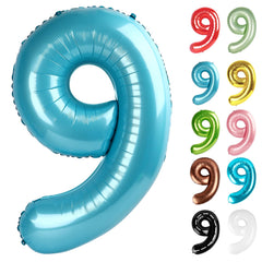 IWERP pearlescent blue number 9 balloon, 40-inch, striking birthday centerpiece