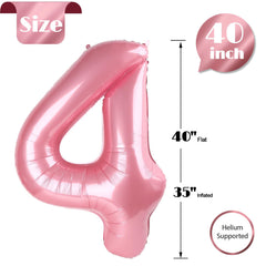 IWERP pearlescent pink number 4 balloon used as a striking photo backdrop.