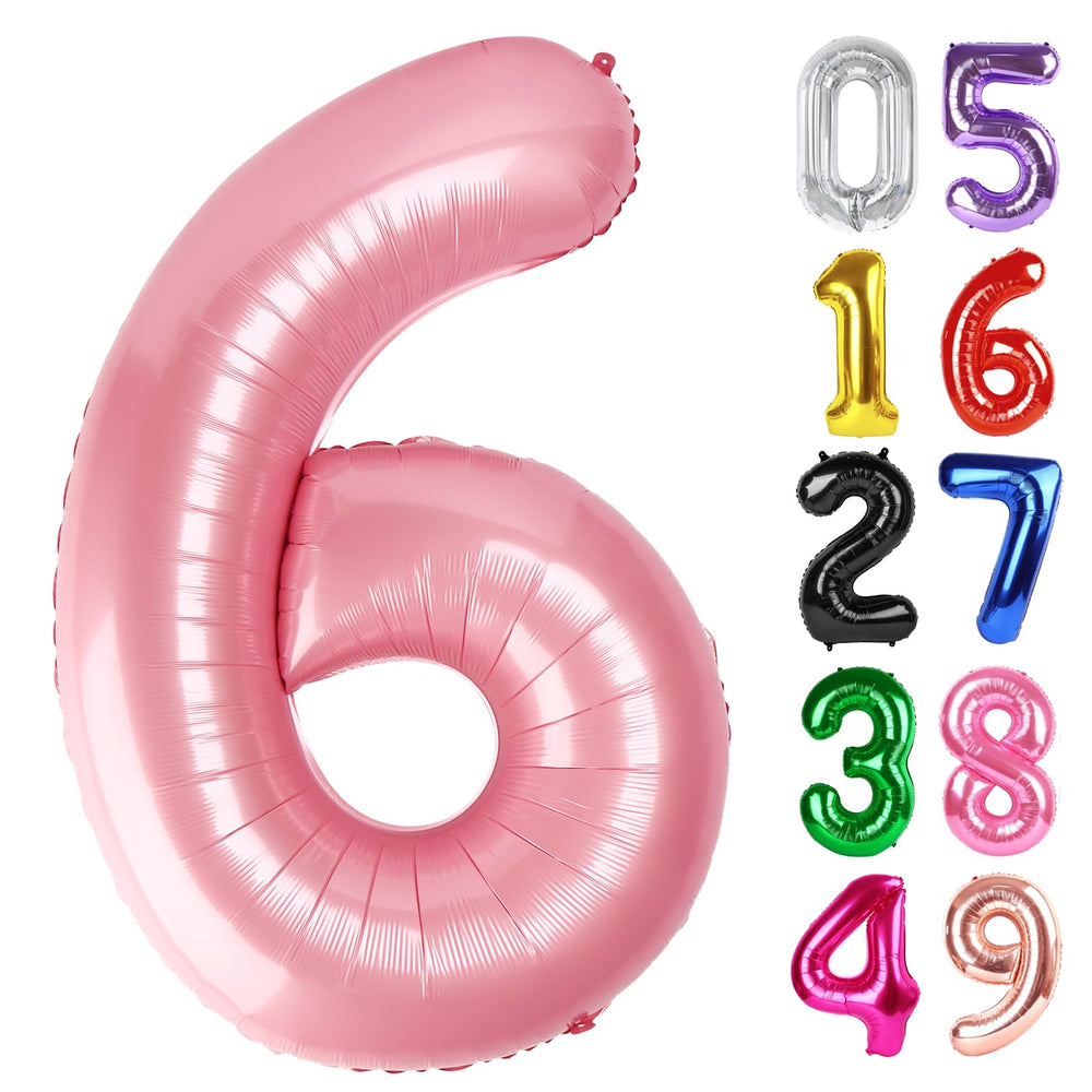 IWERP pearlescent pink Number 6 balloon ready for a bold 40-inch centerpiece