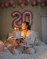 IWERP pearlescent pink Number 6 balloon ready for quick air inflation