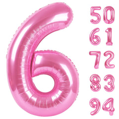 IWERP Pink 40-inch Number 6 Balloon creates a bold birthday centerpiece and photo backdrop.