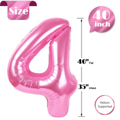 IWERP pink 4th birthday balloon inflation options: helium or air