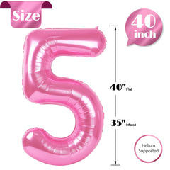IWERP pink 5th birthday balloon enhances any pink-themed celebration.