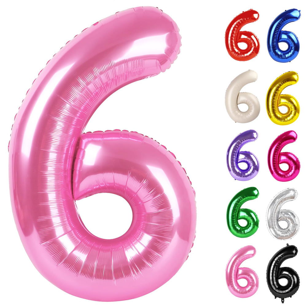 IWERP Pink Number 6 Balloon 40-Inch creates a bold birthday centerpiece