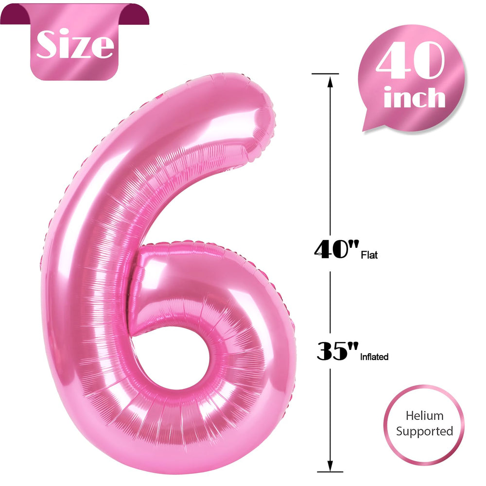 IWERP Pink Number 6 Balloon Dazzling Finish adds elegant focal point