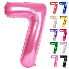IWERP Pink Number 7 balloon 40-inch backdrop for a bold seventh birthday.