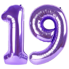 IWERP purple number 19 balloon 40 inch backdrop for birthday photos.