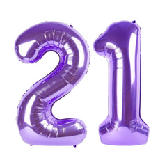 IWERP Purple Number 21 Balloon 40-inch creates a striking birthday backdrop for photos.