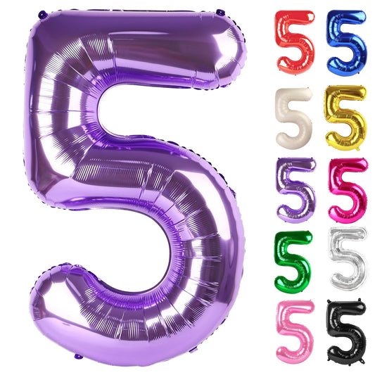 IWERP Purple Number 5 balloon 40 inch creates a bold photo backdrop for parties
