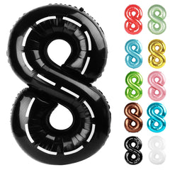 IWERP Race Car Number 8 balloon 40-inch front view, ideal centerpiece for vibrant birthday photos.