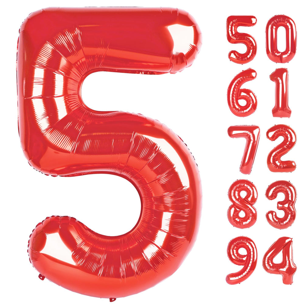 IWERP Red 5 balloon 40 inch front view for photo backdrop.
