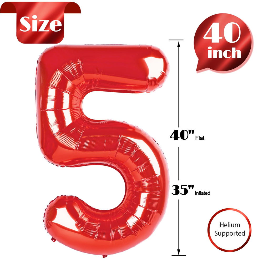 IWERP Red 5 balloon 40 inch prop for birthday photos.