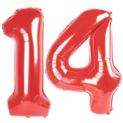 IWERP red number 14 balloon 40-inch front view for bold birthday photos