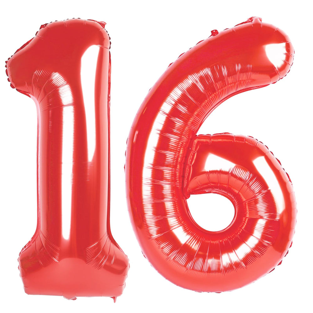 IWERP Red Number 16 Balloon 40-inch creates a bold birthday photo backdrop.