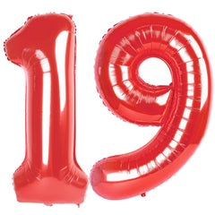 IWERP Red Number 19 balloon 40 inch creates a bold birthday photo backdrop.