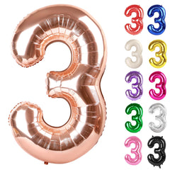 IWERP Rose Gold 3 Balloon 40-Inch creates a dramatic birthday photo backdrop.