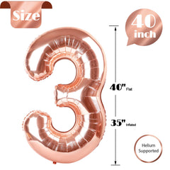 IWERP Rose Gold 3 Balloon 40-Inch easy to inflate and hang.