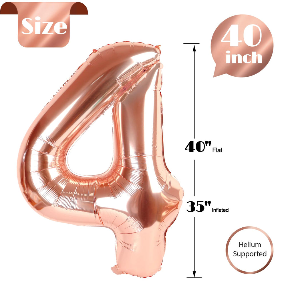 IWERP Self-sealing rose gold number balloon simplifies setup.