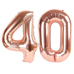 IWERP rose gold 40-inch number balloon creates a striking centerpiece.