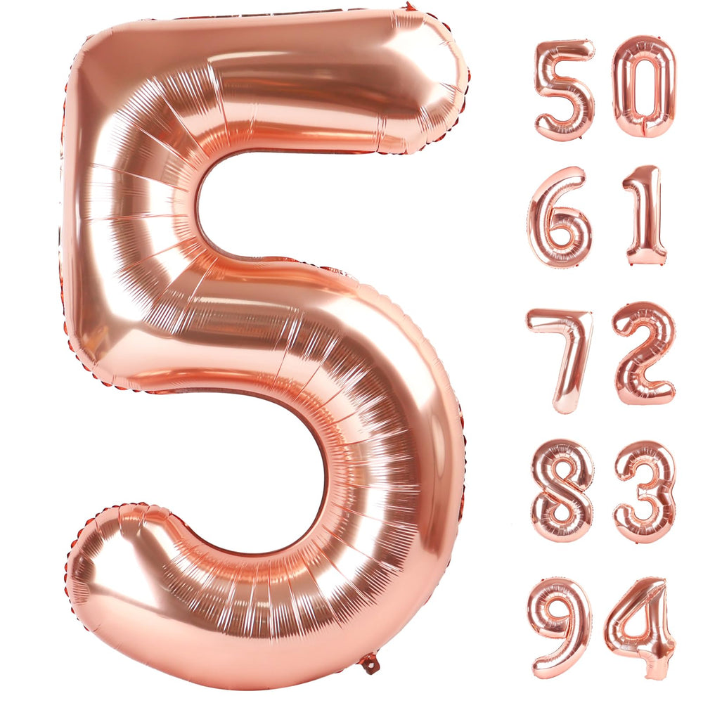 IWERP rose gold 5-balloon 40-inch creates a bold birthday focal point for photos.