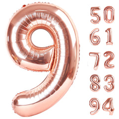 IWERP Rose Gold 9 Balloon, 40 inch centerpiece for birthday photos.