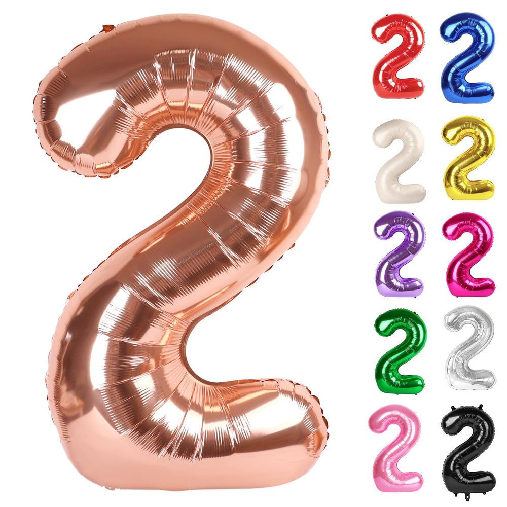 IWERP Rose Gold Number 2 balloon, 40-inch, creates a chic photo backdrop for celebrations.