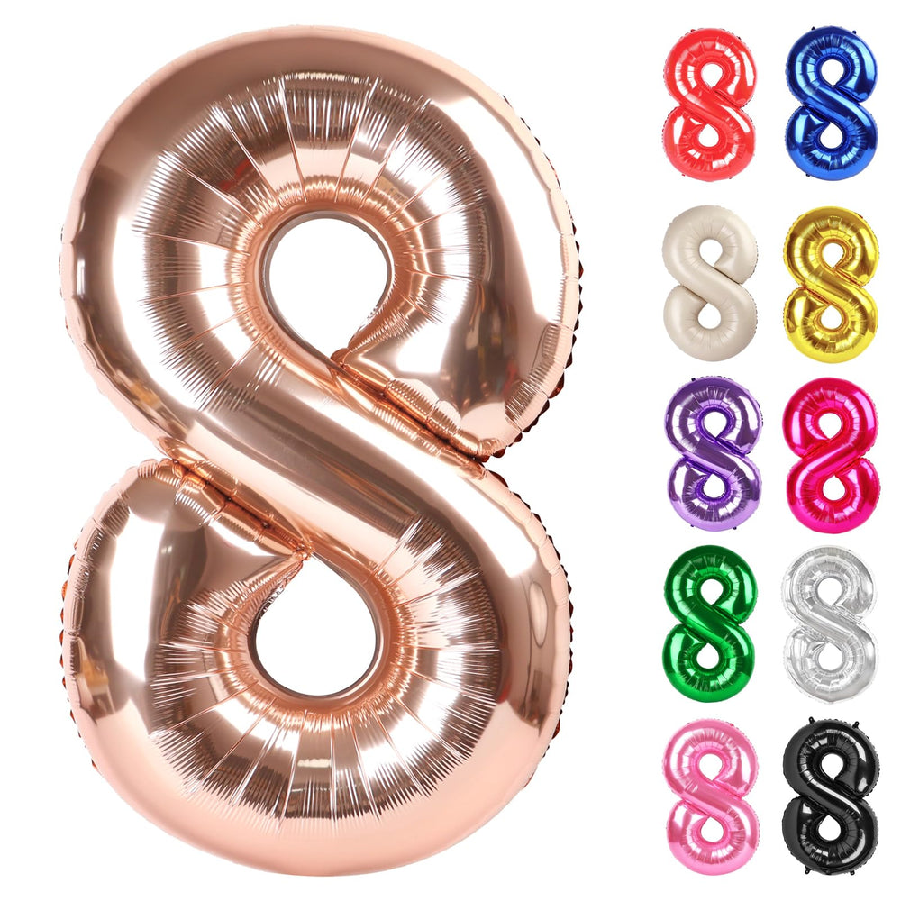 IWERP Rose Gold Number 8 Balloon 40 Inch adds a focal point for photos.