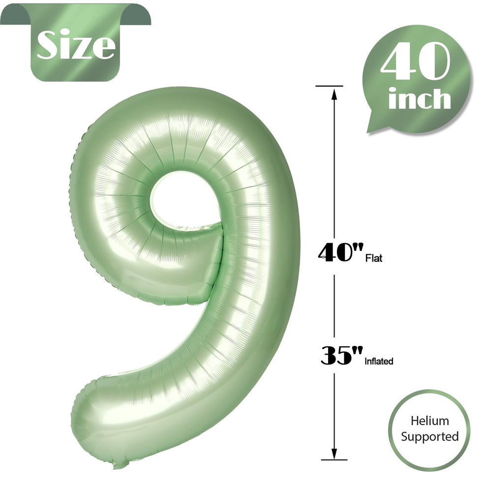 IWERP Sage Green 40-Inch Number 9 balloon on stage, boosts visual impact