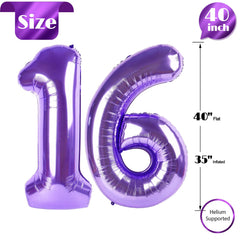 IWERP Self-sealing purple 16th birthday balloon, easy inflation and reuse.
