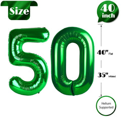 IWERP self-sealing green 50th balloon, reusable for future celebrations