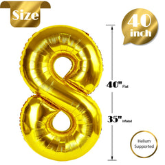 IWERP gold number 8 balloon with self-sealing valve for quick setup.