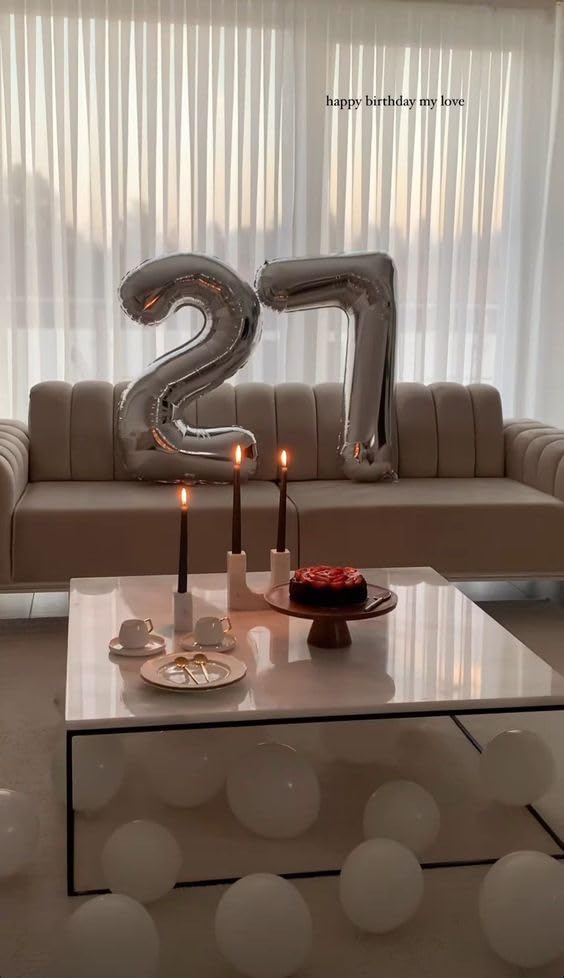 IWERP shimmering silver balloon 7 adds luxe ambiance to milestones.